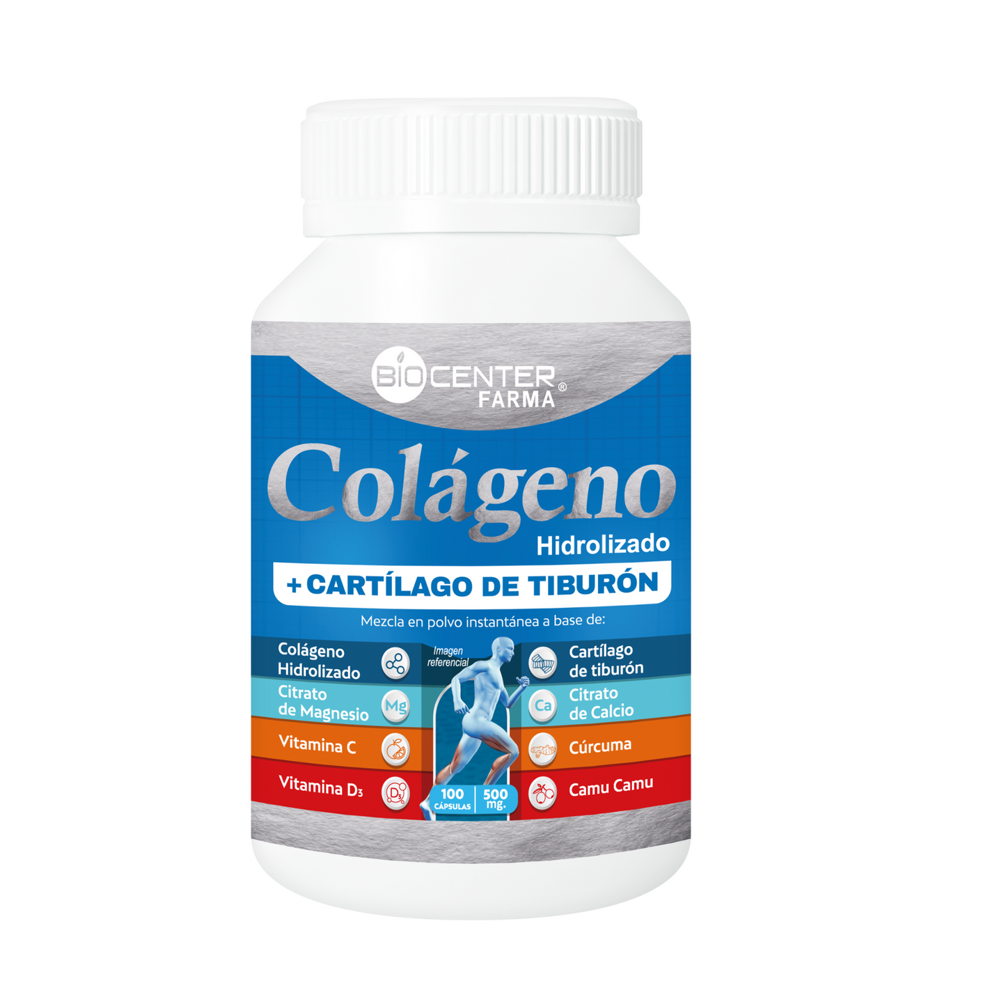 Colágeno + Cartílago de Tiburón + Vitaminas y Minerales – 100 cápsulas – Biocenter